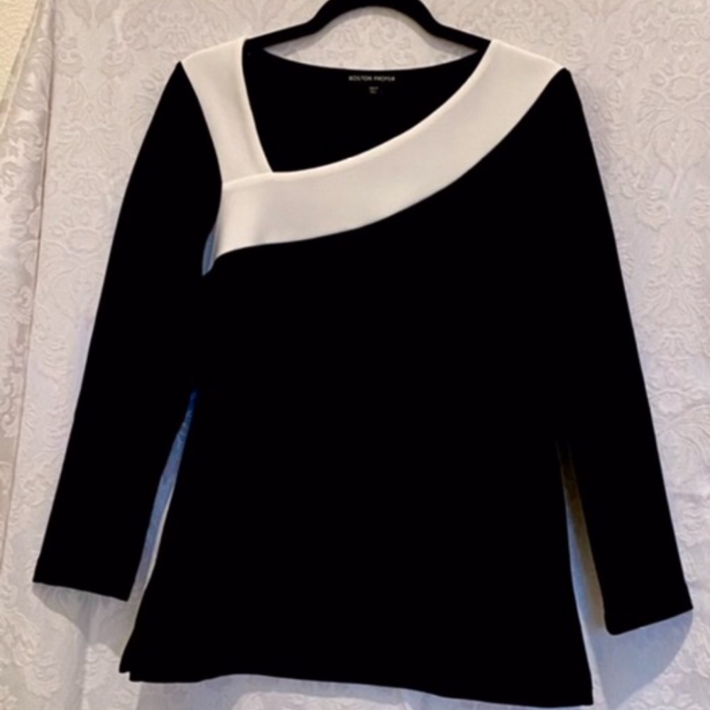 Boston Proper Top, Black & White, Size Small